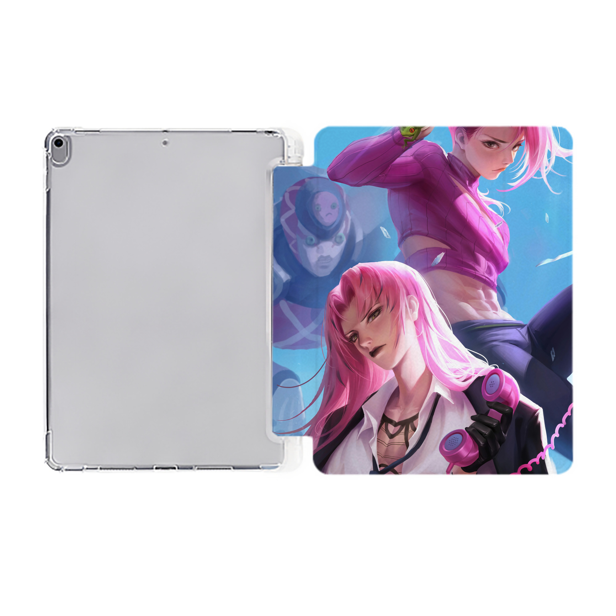 （画像用） ジョジョの奇妙な冒険 JoJo's Bizarre Adventure IPad ケース ペン収納付き 三つ折りスタンド PUレザー×シリコン 対応機種9.5/10.5/10.9インチ